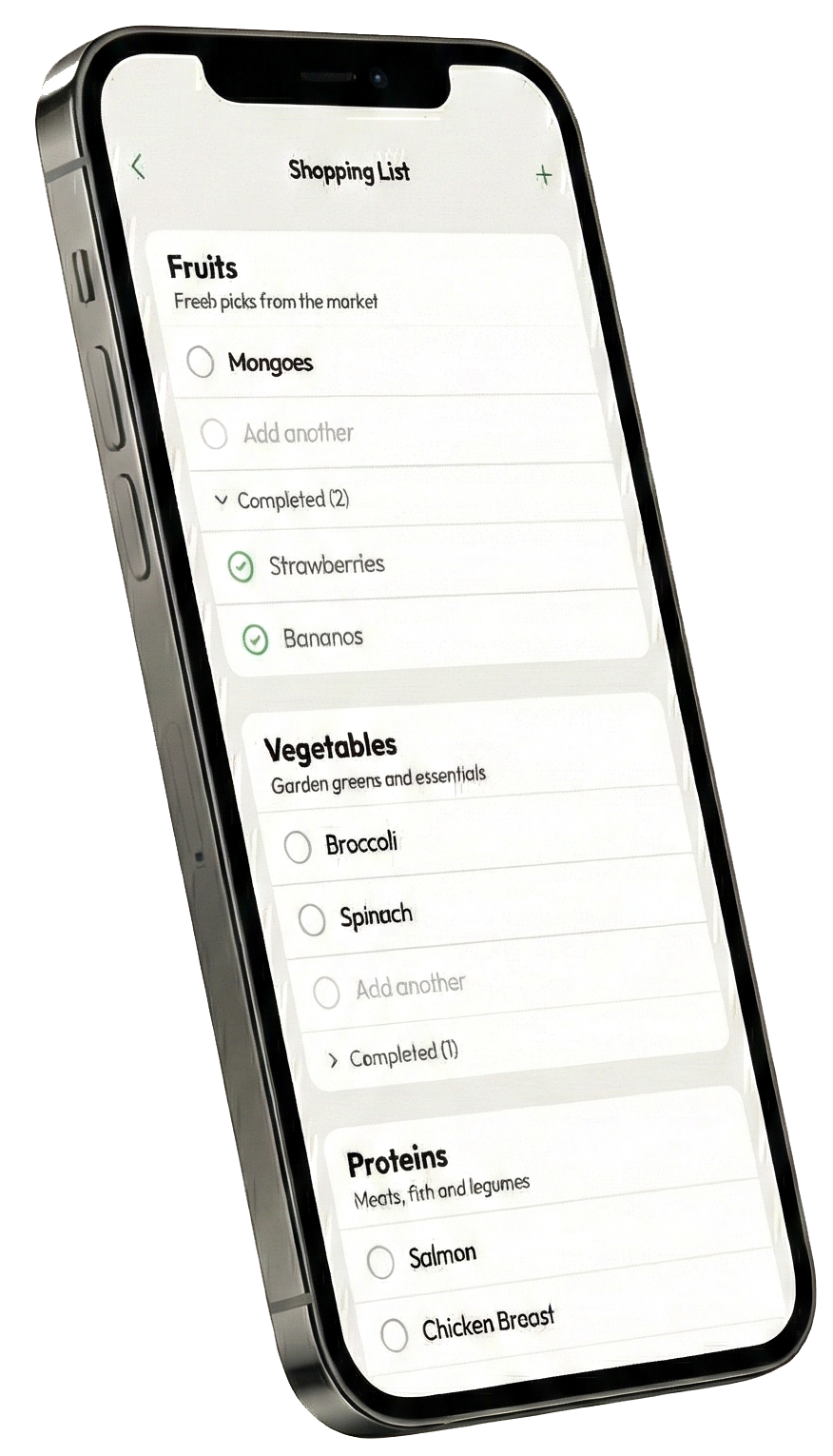 Lhistly Shopping List detail view